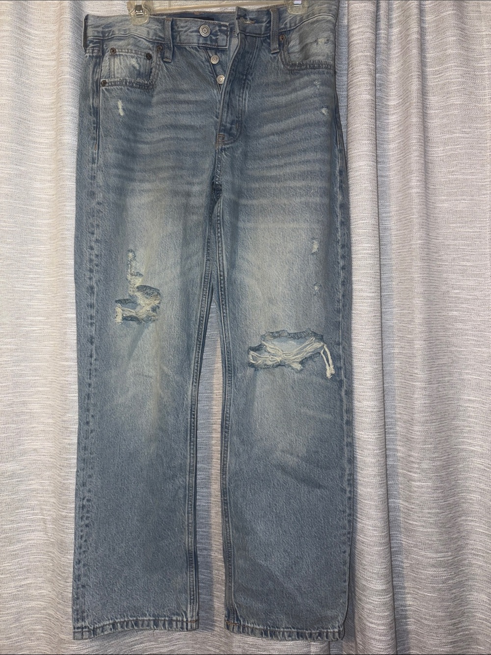 Distressed Light Blue Women’s High Rise Baggy Jeans